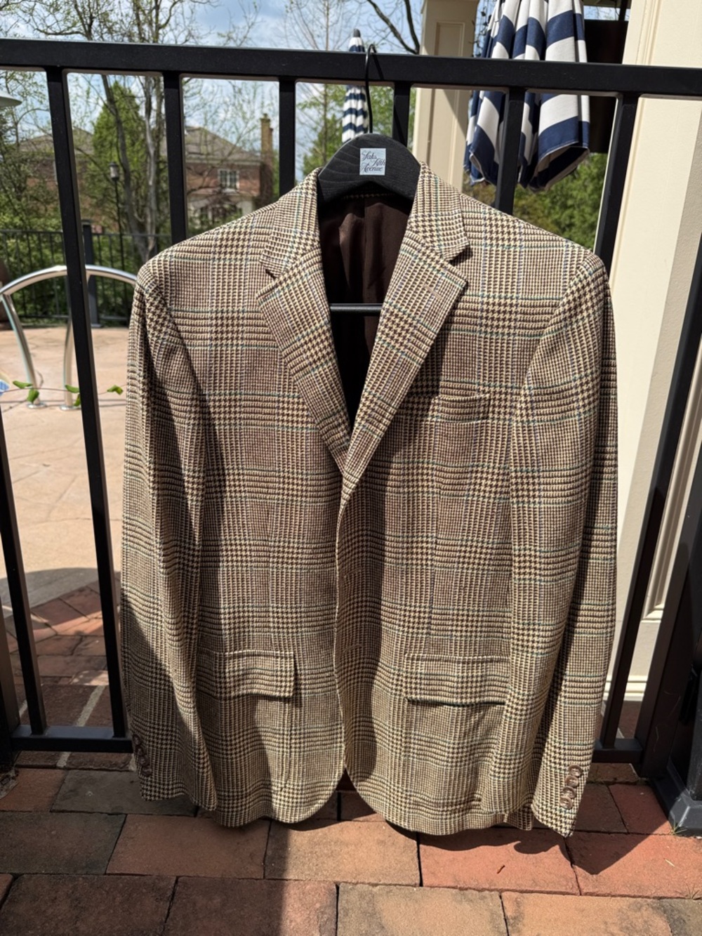 Ralph Lauren Brown Glen Plaid Linen Silk Sport Coat with Tan & Cream Accents